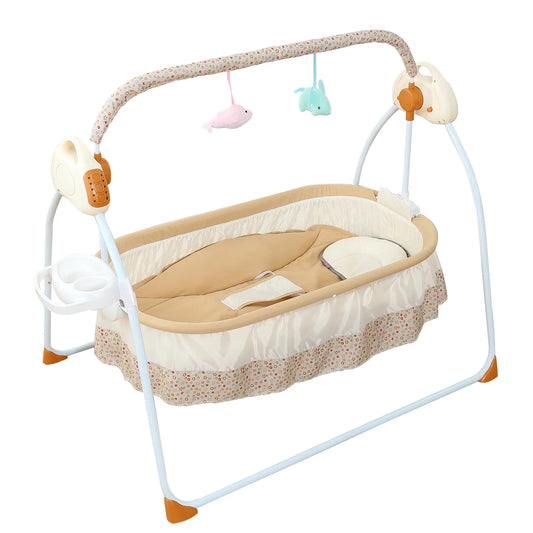 Portable Electric Bluetooth Baby Swing Cradle Bassinet Rocking Crib Infant Bed