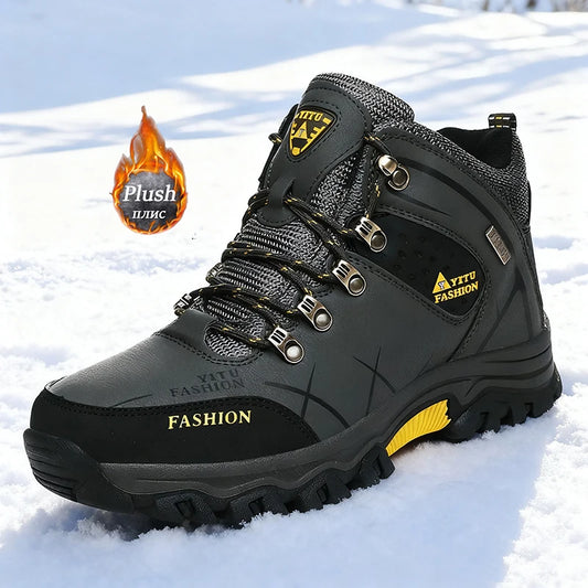 Men's Snow Boots for Men Casual Winter Shoes Platform Non-slip Warm Fur Ankle Boots Plush Combat Outdoor Hiking Motorcycle Boots