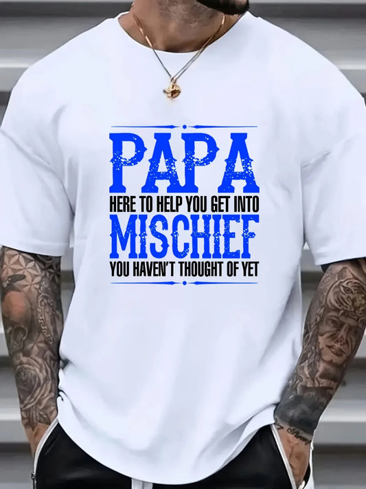 Large men's  PAPA  pattern printed T-shirt for summer and men's clothing