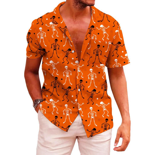 KYKU Funky Halloween Hawaiian Shirt for Men Palm Beach Shirts Tropical Vacation Shirts