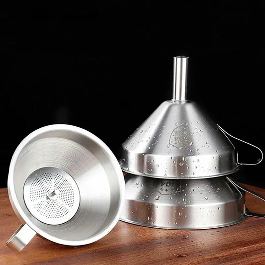 Stainless Steel Funnel Kitchen Oil Liquid Funnel Metal Funnel with Detachable Filter Wide Mouth Funnel for Canning Kitchen Tools