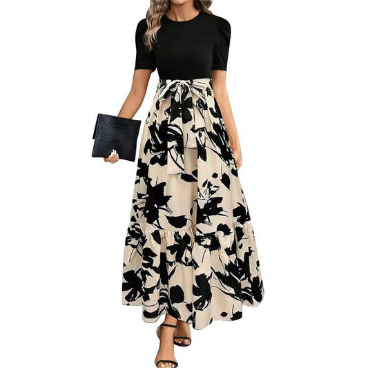 Women's Dresses High Waist Floral Print Dress Elegant Fashionable Maxi Sundress Casual Vintage Style For Spring Summer
