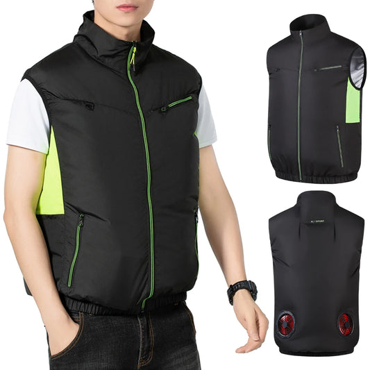 Cooling Vest Ice Fan Vest Heat Resistant Sleeveless Workwear 3 Gear Wearable Cooling Fan Vest for Summer Camping Fishing