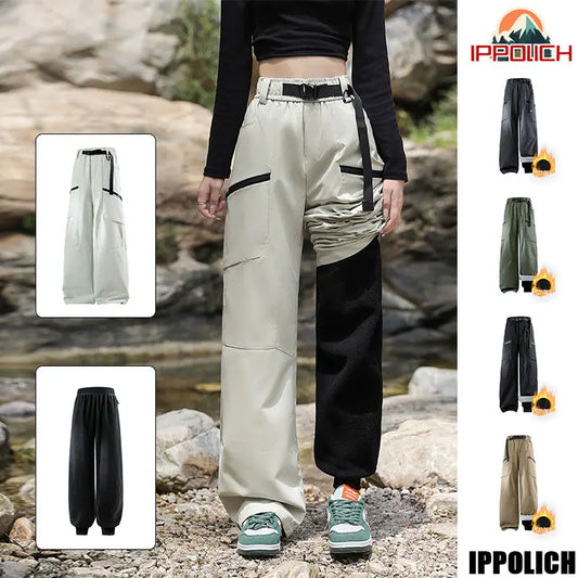 Winter Hiking Pants Women Outdoor 3 In 1 Removable Trousers Waterproof Windproof Fleece Soft Shell Trekking Camping Skiing Pants