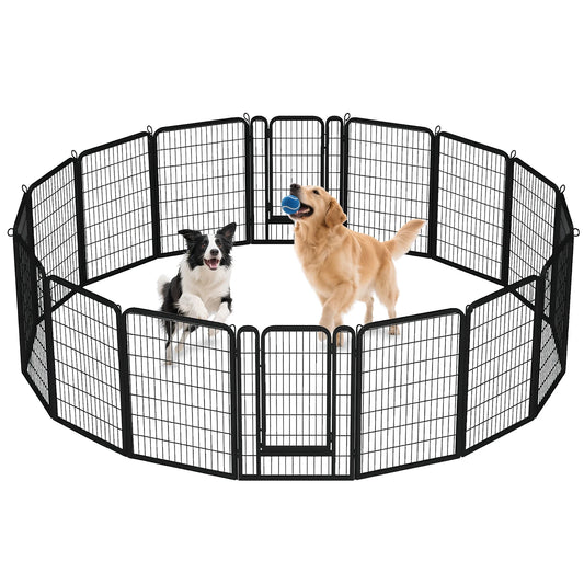 Dog Playpen with Door, Outdoor/Indoor Foldable Metal Pet Fence, Heavy Duty Puppy Exercise Pen for Yard, RV Camping, DIY Pet Cage