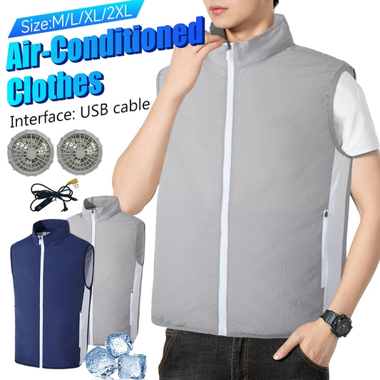 2025 Cooling Vest Ice Fan Vest Heat Resistant Air Conditioner Clothes Cooling Fan Vest for Summer Camping Fishing Vest Hiking